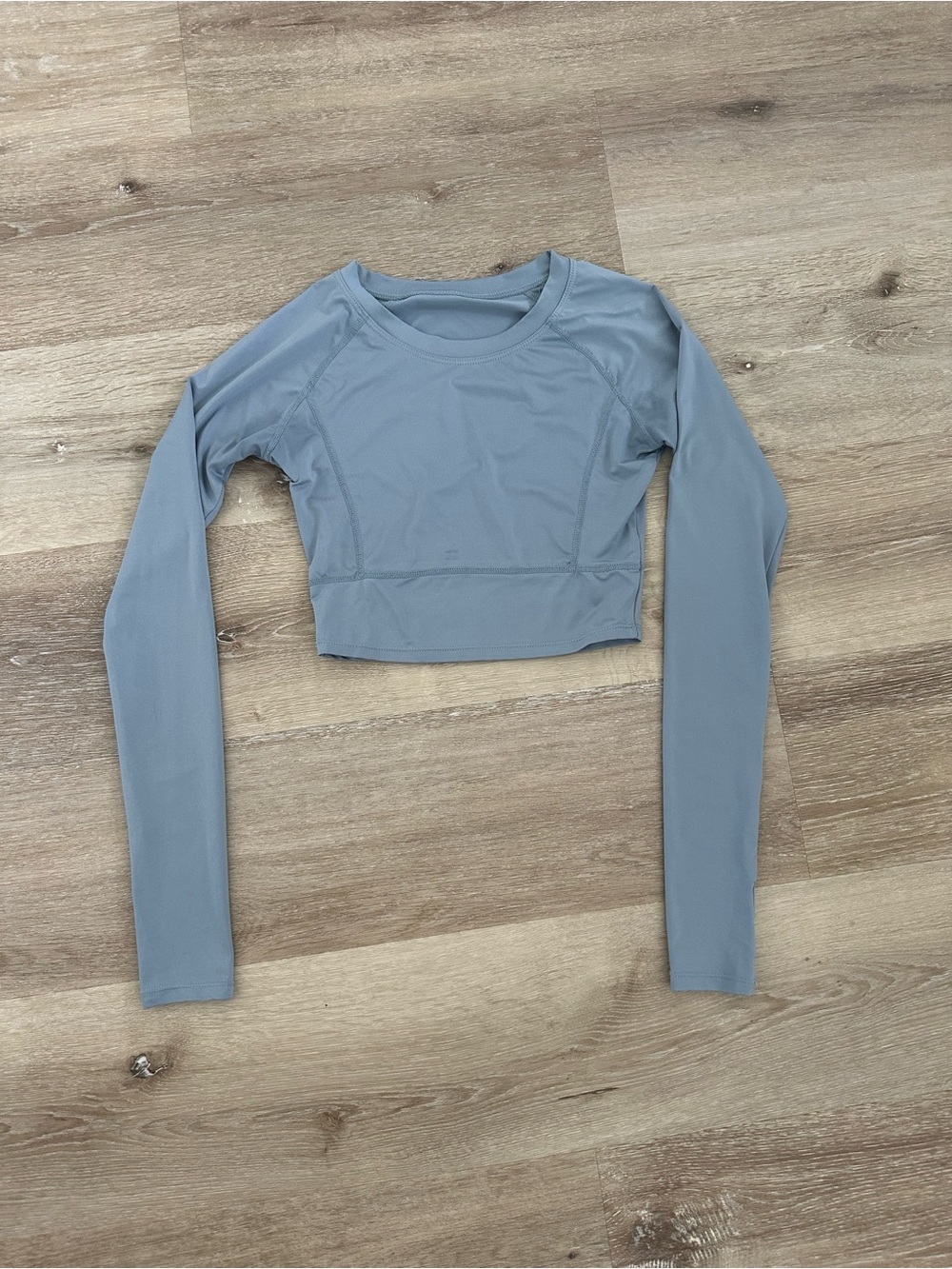 Cropped Long-Sleeve Performance Top - Light Blue